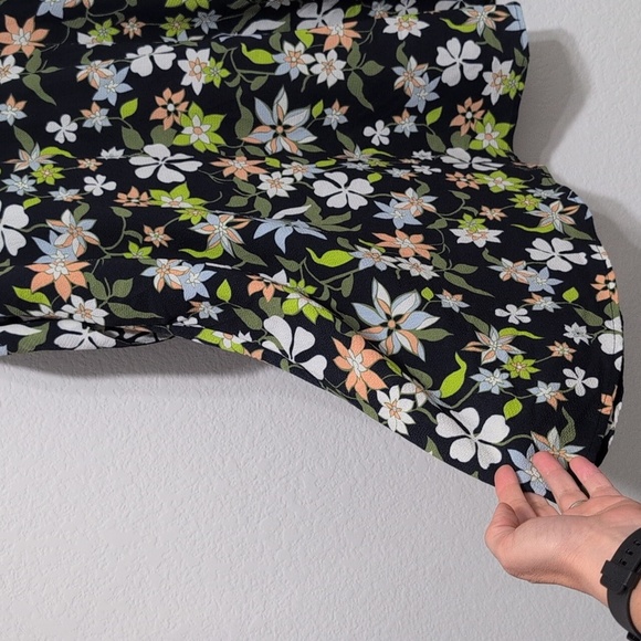 ModCloth Befits Your Brilliance Cap Sleeve Floral Dress Waist Tie Navy Blue - Picture 6 of 14